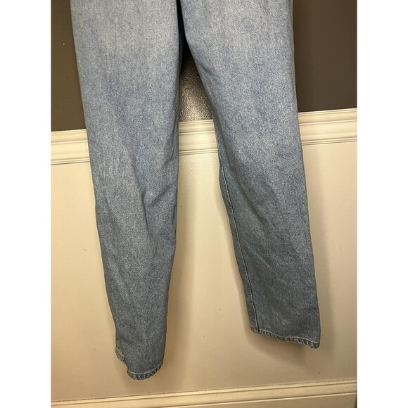 &Denim Overalls Womens 4 Light Wash Blue Denim Bib Adjustable Straps Distressed - Picture 9 of 11